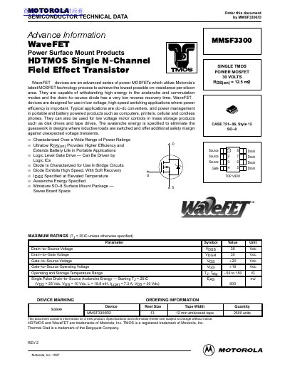 Motorola MMSF3300 Power MOSFET Datasheet