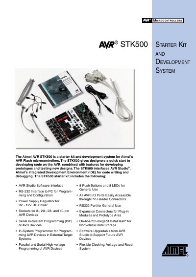 Atmel STK500 Starter Kit and Development System Product Leaflet - cover page