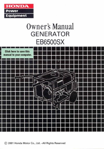 Honda EB6500SX Generator Owner's Manual