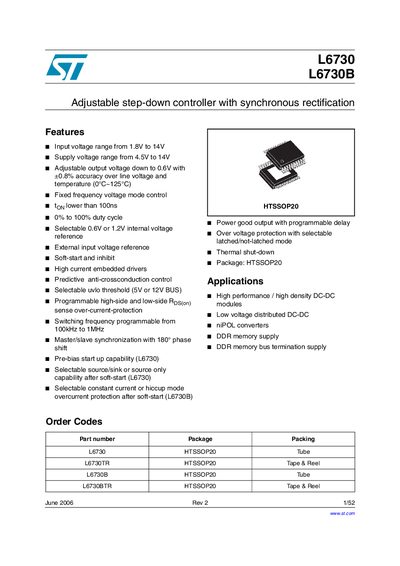 STMicroelectronics L6730/L6730B Step-Down Controller Manual - cover page