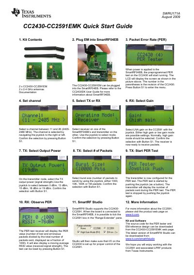 Texas Instruments CC2430-CC2591EMK Quick Start Guide - cover page