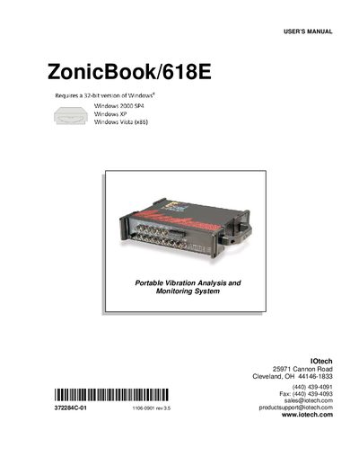IOtech ZonicBook/618E User Manual - cover page