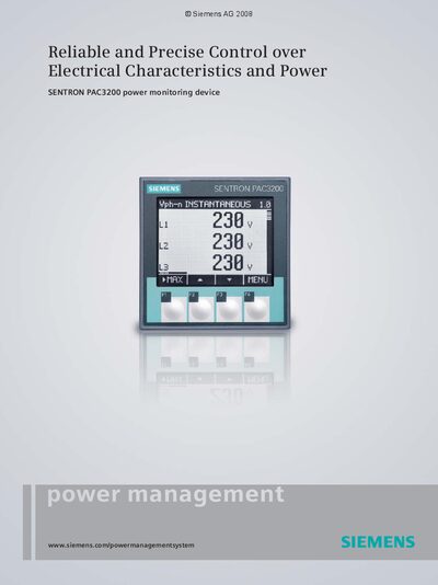 Siemens SENTRON PAC3200 Power Monitoring Device Handbook - cover page