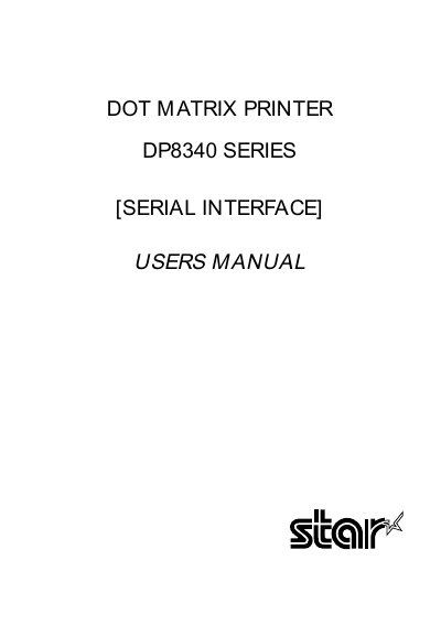 Star Micronics DP8340 Series Dot Matrix Printer User Manual