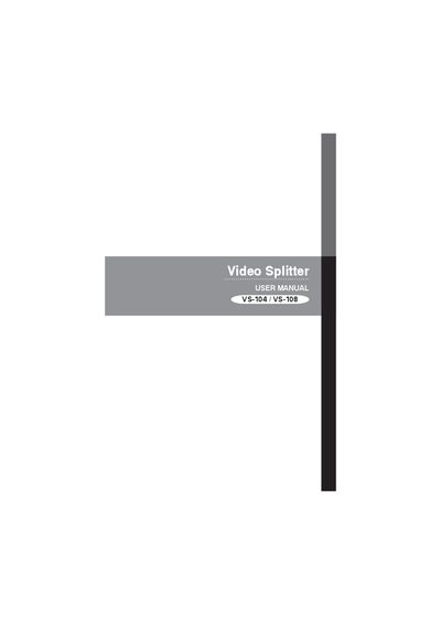 ATEN VS-104 / VS-108 Video Splitter User Manual - cover page