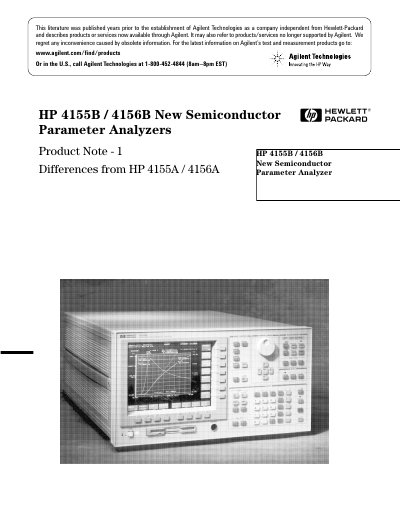 HP 4155B/4156B New Semiconductor Parameter Analyzers - cover page