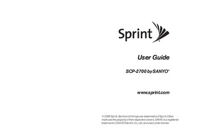 Sanyo SCP-2700 User Guide - cover page