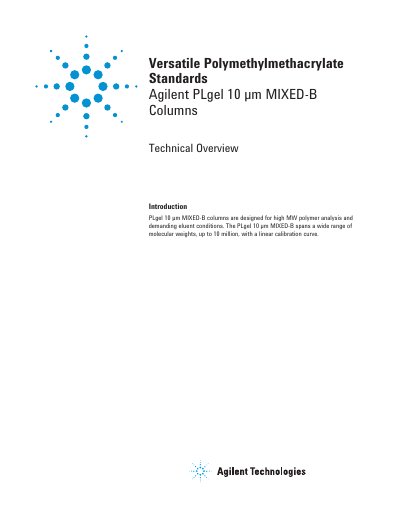 Agilent PLgel 10 um MIXED-B Columns Technical Overview - cover page