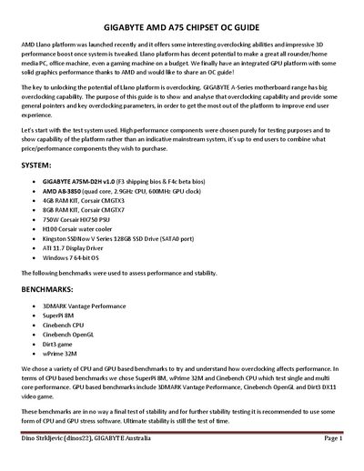 Gigabyte A75M-D2H Overclocking Guide - cover page