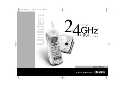 Uniden TRU548 Cordless Telephone and Answering System Owner's Manual - cover page