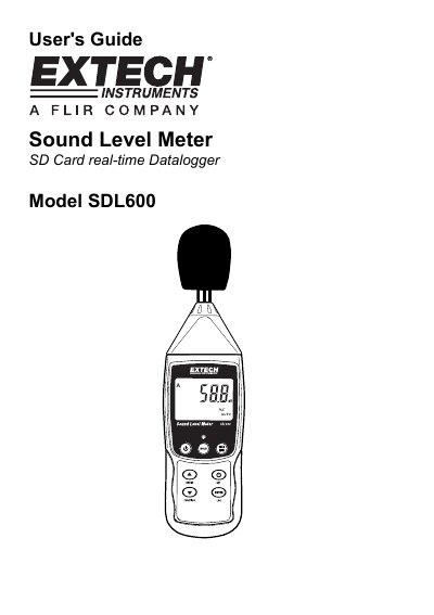 Extech SDL600 Sound Level Meter User's Guide