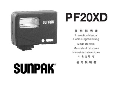 Sunpak PF20XD Flash Instruction Manual - cover page