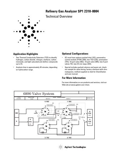 Agilent SP1 Refinery Gas Analyzer Product Leaflet - cover page