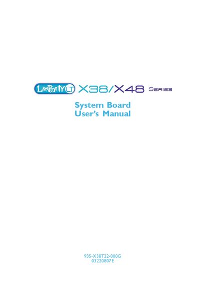 DFI X38/X48 Motherboard User Manual - cover page