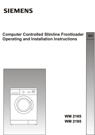 Siemens WM2165/WM2185 Washing Machine User Manual