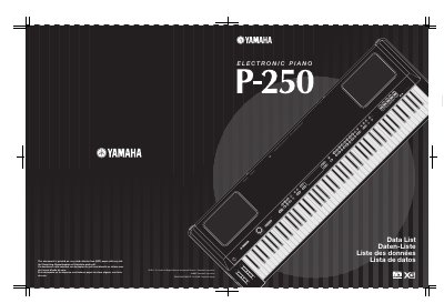 Yamaha P-250 Electronic Piano Data List