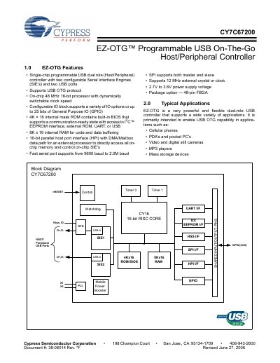 Cypress CY7C67200 User Manual
