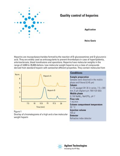 Agilent Quality Control of Heparins Application Note - cover page