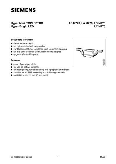 Siemens LS/LA/LO/LY M776 LED Datasheet - cover page
