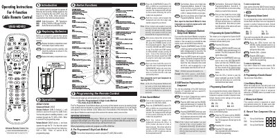 Universal Remote Control UR4U-MDVR2 4-Function Cable Remote Control User Manual - cover page