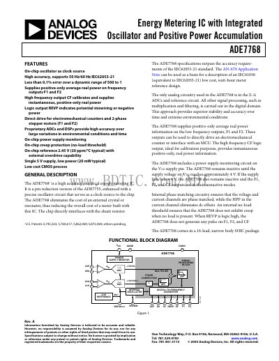 Analog Devices ADE7768 Datasheet - cover page