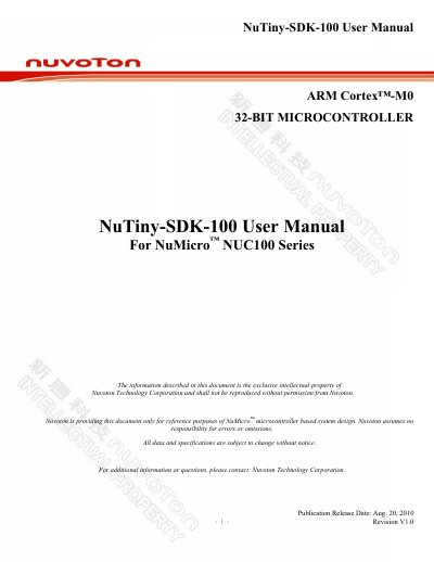Nuvoton NuTiny-SDK-100 User Manual - cover page