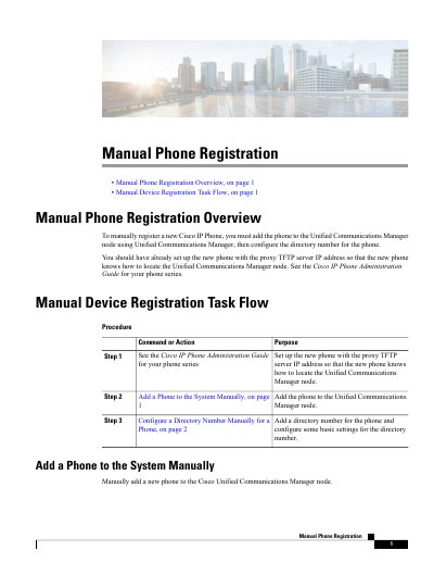 Cisco IP Phone Manual Registration Guide - cover page