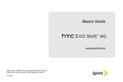 HTC EVO Shift 4G Basics Guide - cover page