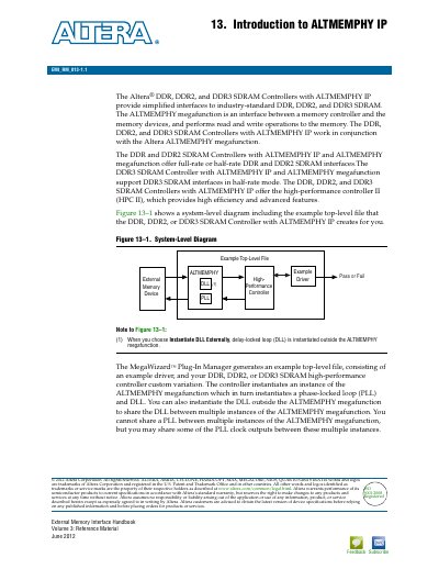 Altera DDR/DDR2/DDR3 SDRAM Controller with ALTMEMPHY IP User Guide - cover page