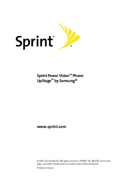 Sprint Power Vision Phone UpStage User Manual - cover page