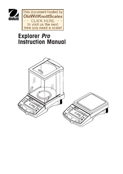 Ohaus Explorer Pro Series Electronic Balance User Manual - cover page