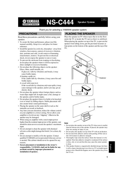 YAMAHA NS-C444 OWNER'S MANUAL - cover page