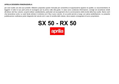 Aprilia SX50-RX 50 Scooter User Manual - cover page