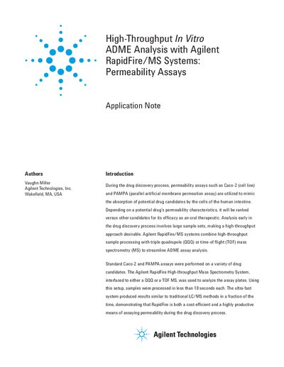 Agilent RapidFire/MS Systems Permeability Assays Application Note - cover page