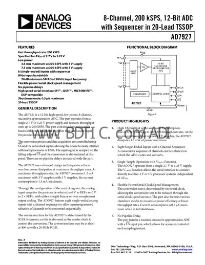 Analog Devices AD7927 Handbook - cover page