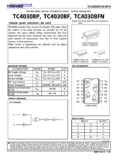 TOSHIBA TC4030BP TC4030BF TC4030BFN handbook - cover page