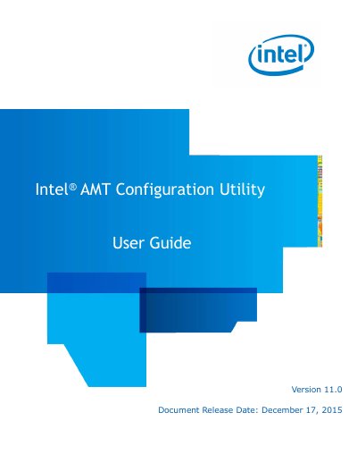 Intel AMT Configuration Utility 11.0 User Guide - cover page