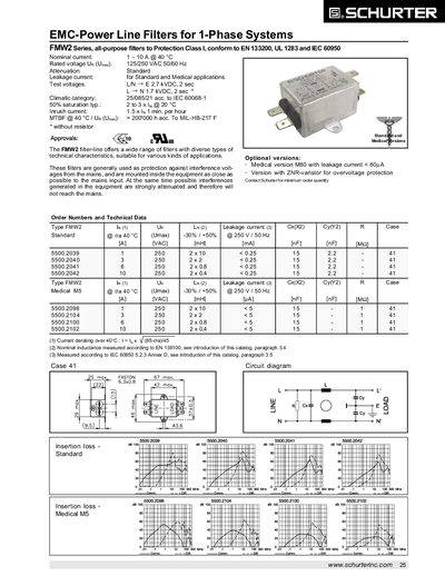 SCHURTER EMC-Power Line Filters for 1-Phase Systems handbook - cover page