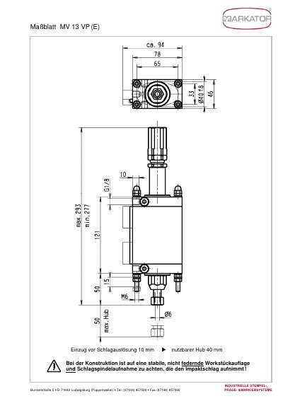 MARKATOR MV 123 VP(E) technology data - cover page