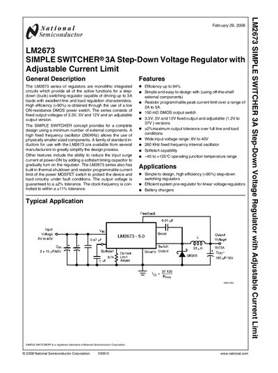 National Semiconductor LM2673 Simple Switcher 3A Step-Down Voltage Regulator Handbook - cover page