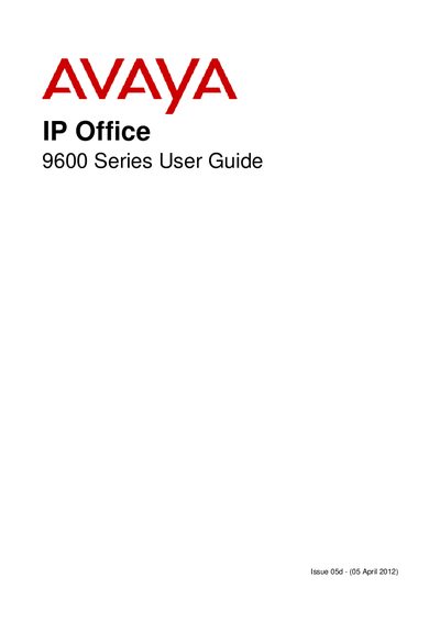 Avaya IP Office 9600 Series User Guide - cover page
