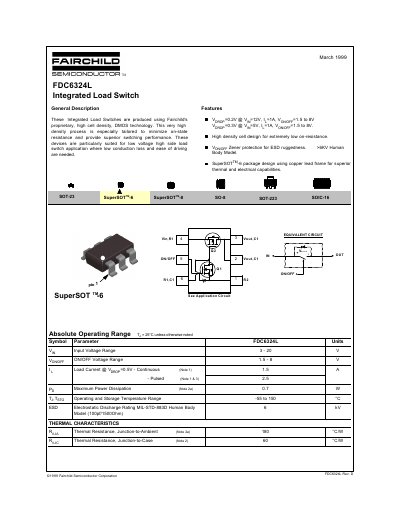 Fairchild Semiconductor FDC6324L Integrated Load Switch Datasheet - cover page
