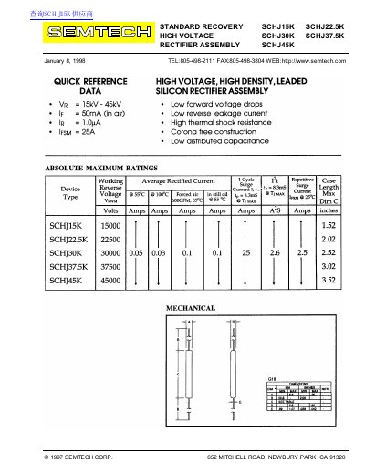 SEMTECH SCHJ15K/SCHJ22.5K/SCHJ30K/SCHJ37.5K/SCHJ45K handbook - cover page