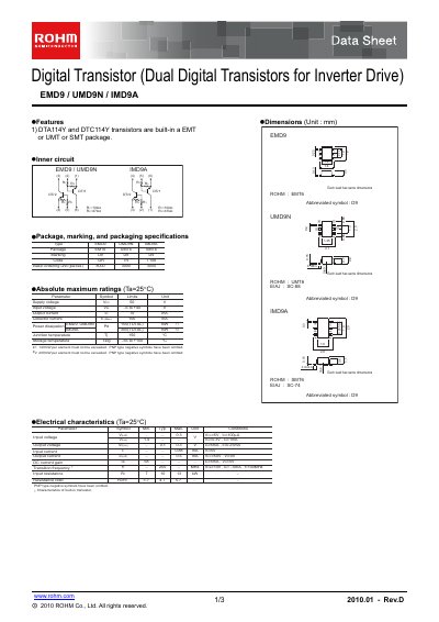ROHM EMD9/UMD9N/IMD9A Datasheet - cover page