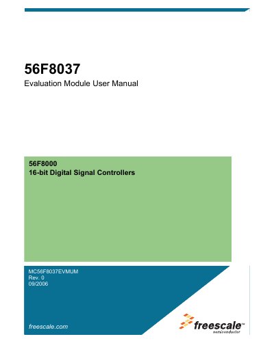 Freescale 56F8037 Evaluation Module User Manual - cover page