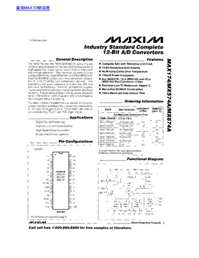 Maxim MAX174/MAX574A/MAX674A Datasheet
