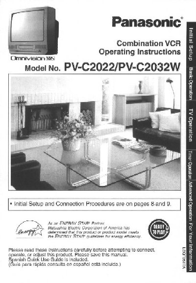 Panasonic PV-C2022/PV-C2032W Combination VCR Operating Instructions - cover page