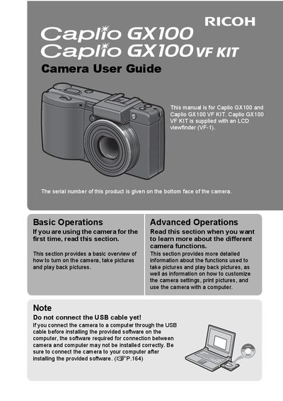 Ricoh Caplio GX100 VF Kit User Manual - cover page