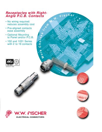 W.W. Fischer 102 & 1031 Series Right-Angle PCB Contact Receptacles Product Leaflet - cover page