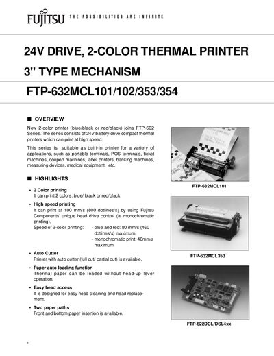 Fujitsu FTP-632MCL101/102/353/354 Printer User Manual - cover page